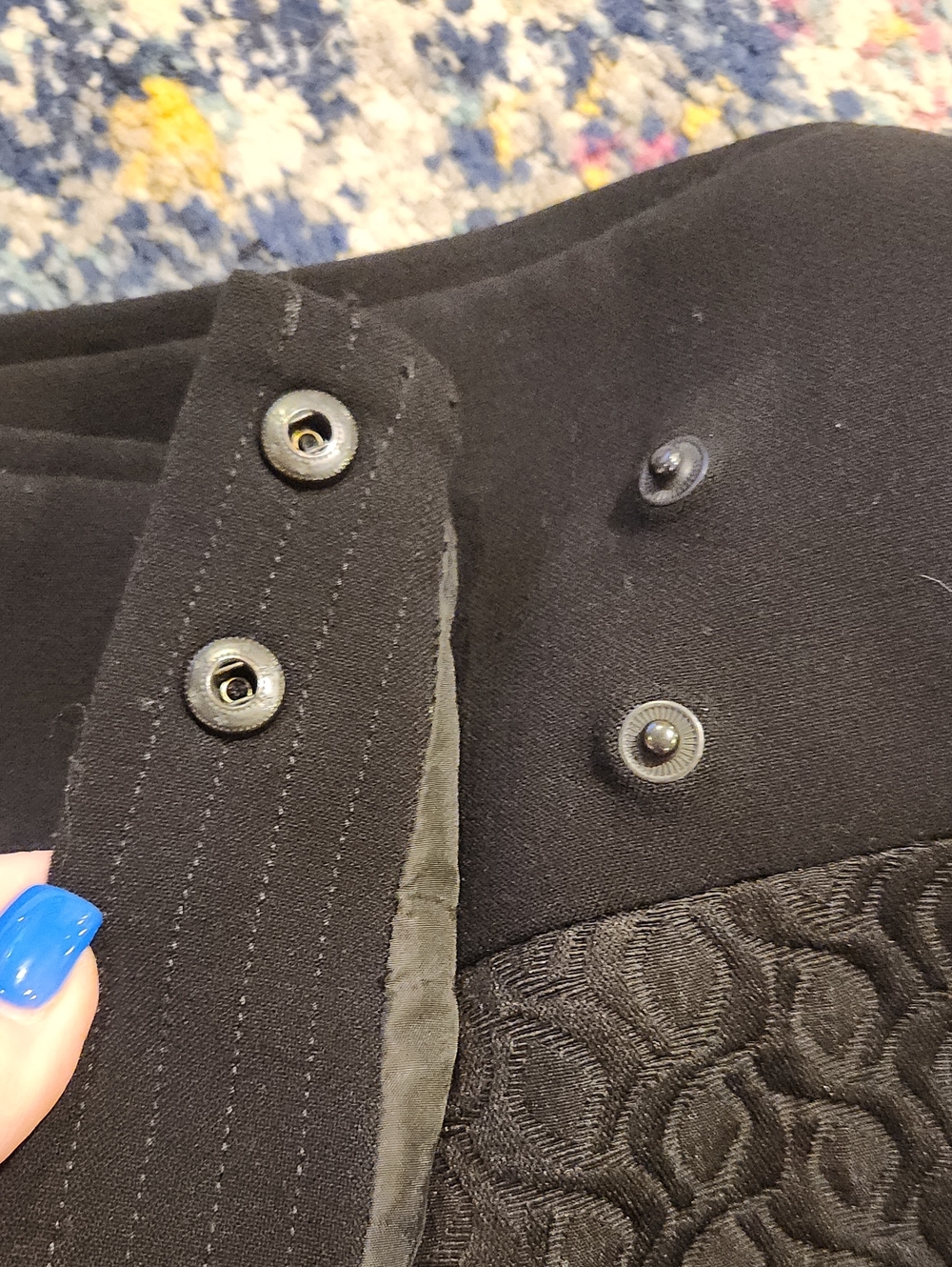 CAbi Black Panel Mini Skirt with Snap Detail - Picture 3 of 7